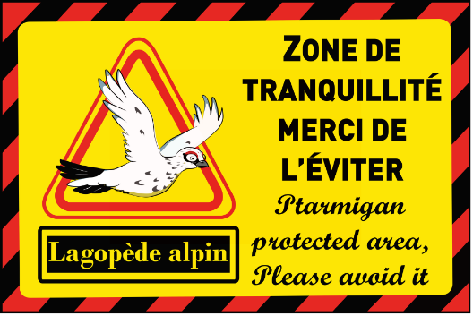 Panneau avertissement Lagopède rectangle Dibond 40x60cm REC-DIB-GALLI1